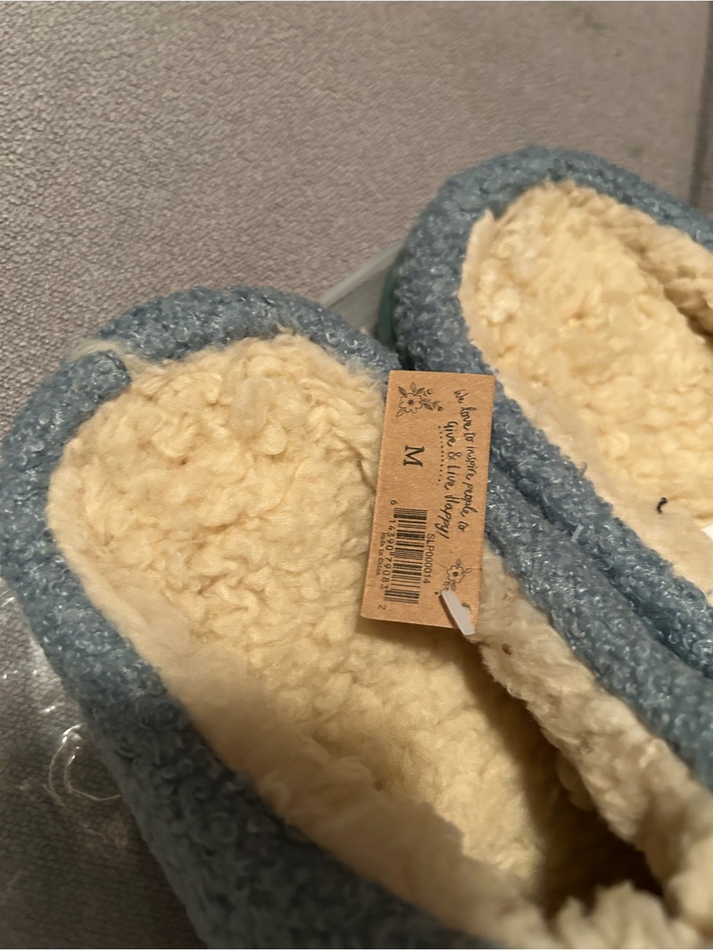 NATURAL LIFE Light Blue Dog Motif Slip-On Slippers NWT size M 7/8 - Picture 2 of 5